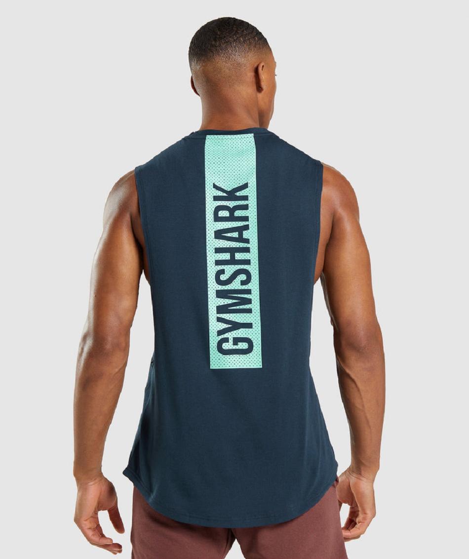 Podkoszulki Męskie Gymshark Bold Drop Arm Granatowe | PL 4001AHK